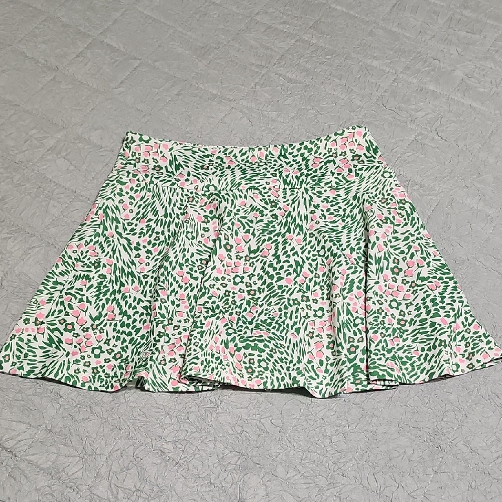 Floral Circle Skirt in Green and Pink